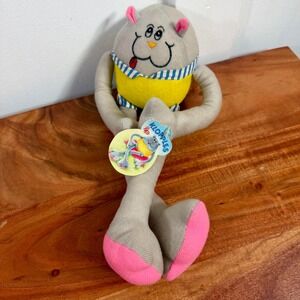 Russ Klopples Cat Plush Toy Stuffed Animal Yellow Blue Striped Collar Pink Paws